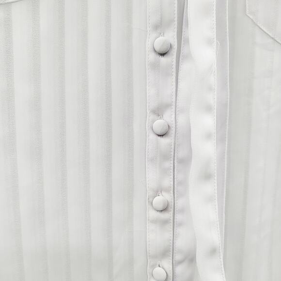 Torrid White Pleated Long-sleeve Button-down Blouse Tie-Neck Womens Torrid 0 (L) - Picture 4 of 8